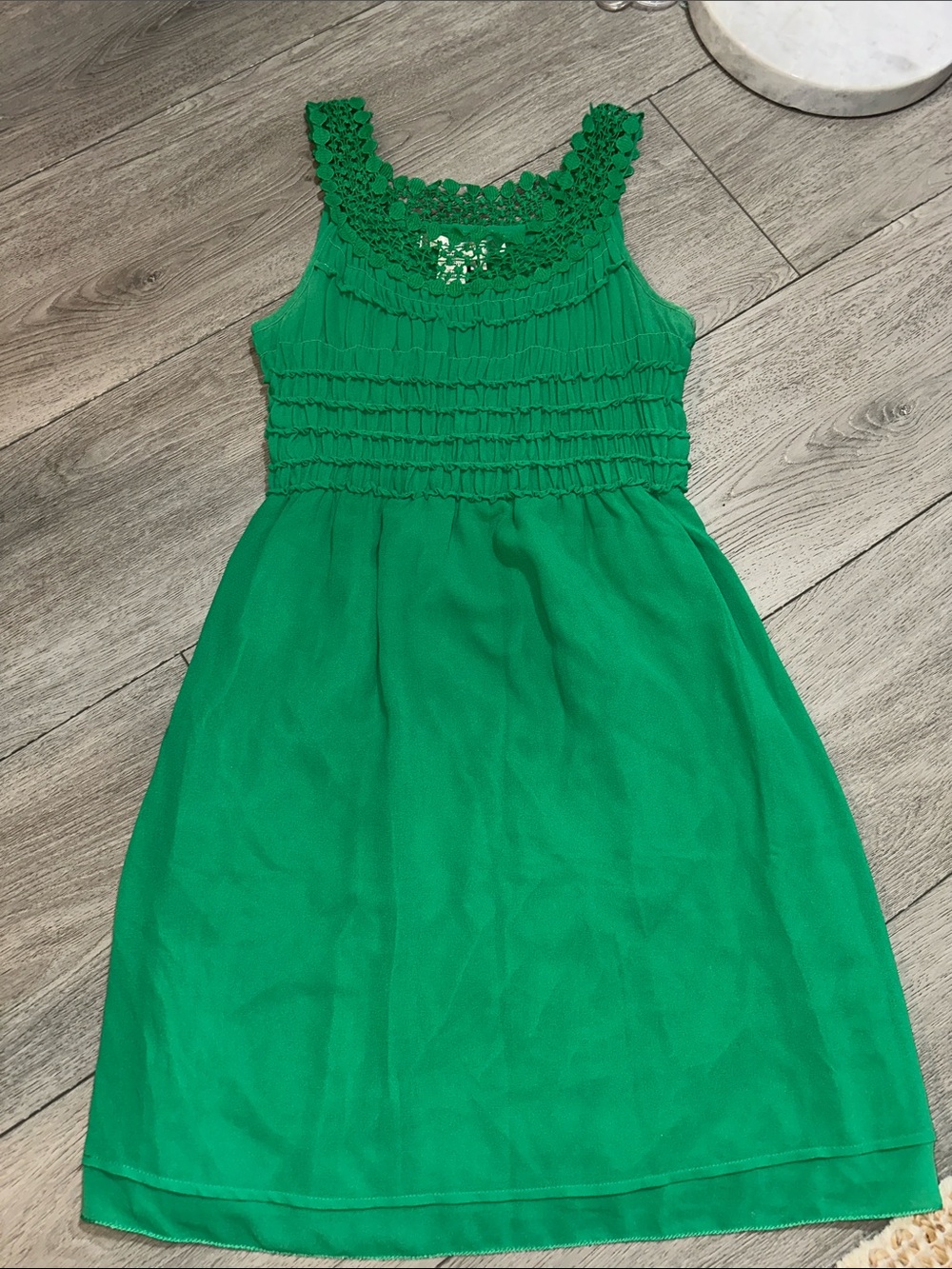 Max Studio Green Sleeveless Crochet Yoke Dress size medium